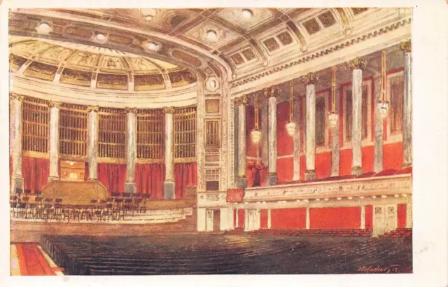 Wien Vienna Austria ~Grosser Konzertsaal~ 1910 Artista Firmato Cartolina