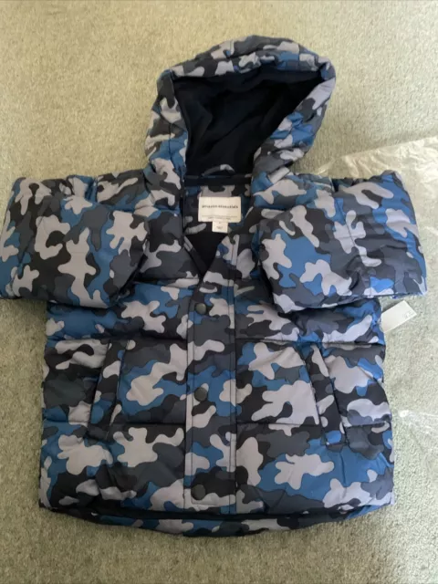 Amazon Essentials Boys and Toddlers Hooded Puffer Jacket Coat Blue Camo Age 3