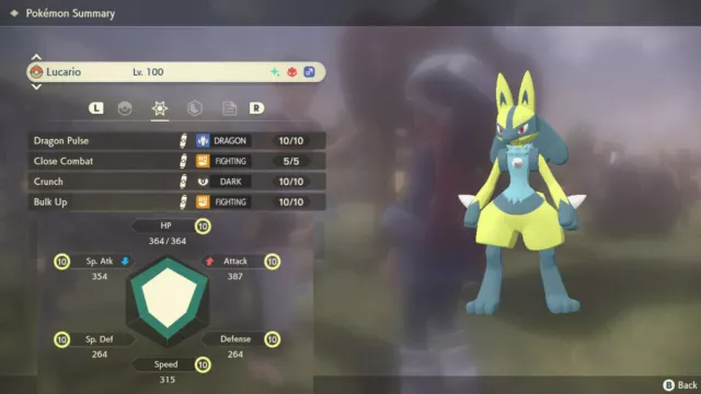 Pokemon Legends: Arceus Shiny Alpha Lucario Max Effort Levels 6IV