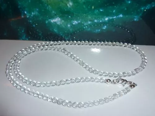 Collier Quartz Cristal De Roche  Perles 4 Mm  Reiki