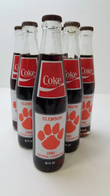 Clemson Tigers Football Vintage 1981 Coca-Cola Bottles Lot Full (6)