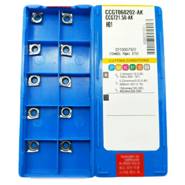 Lot De 10 Inserts Carbure CCGT09T302-AK H01 – Pour Usinage Aluminium Semi-finition/finition