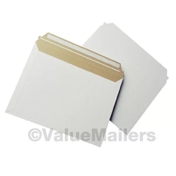 150 - 12.5" x 9.5" Self Seal White Photo Stay Flat Cardboard Envelope Mailers