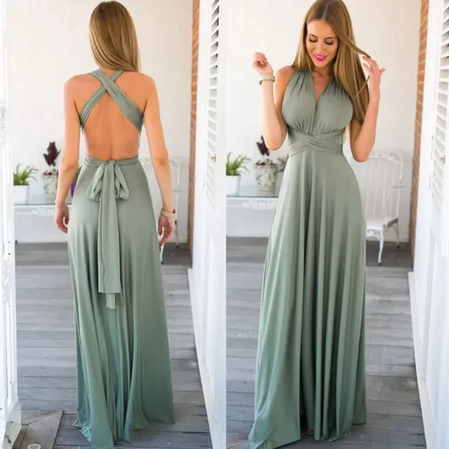 Summer Sexy Woman Bohemian Dress with Tie Up Long Dress Party Bridesmaid Gown 2