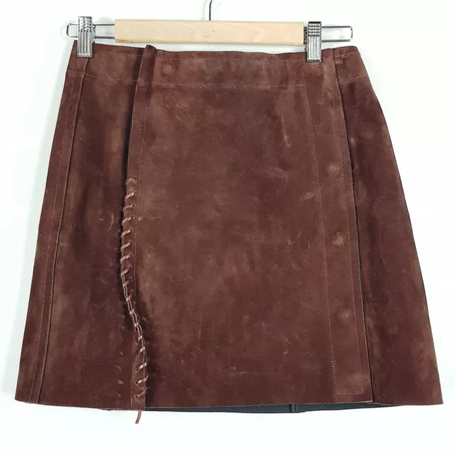 ACNE STUDIOS Womens Size 36 or 8 / US 4 Brown Suede Leather Wrap Skirt RRP$1500