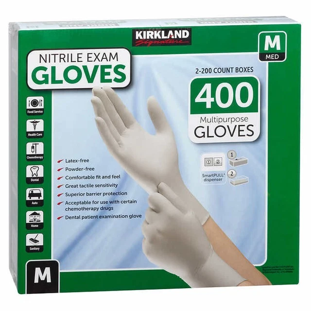 KIRKLAND SIGNATURE NITRILE Exam Multipurpose Gloves, Large 400 Count