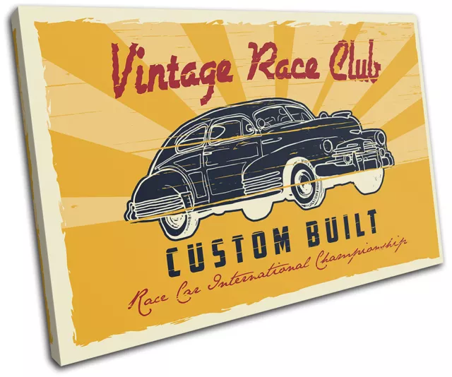 Race Garage Retro Car Vintage SINGLE CANVAS WALL ART Picture Print