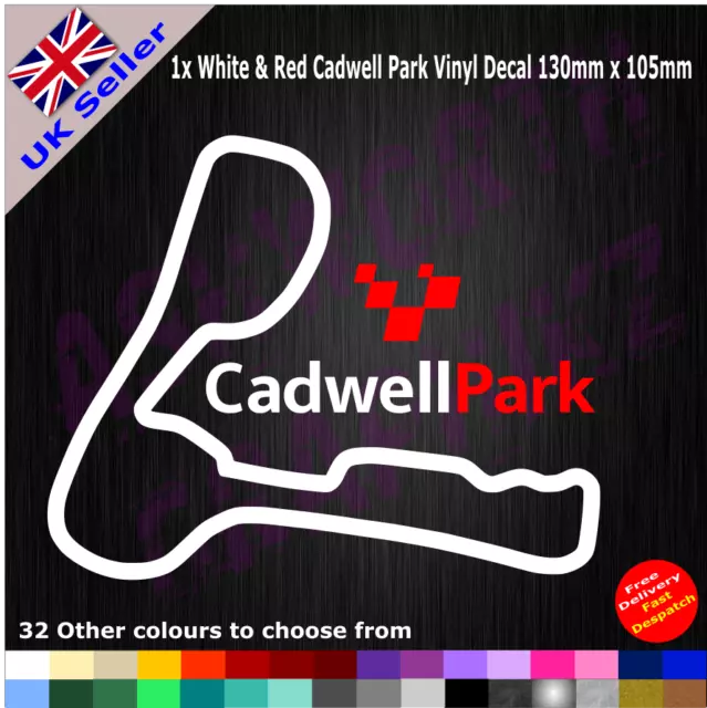 Cadwell Park Track Race Circuit Vinyl Decal Sticker, White & Red, BSB  - AG1006