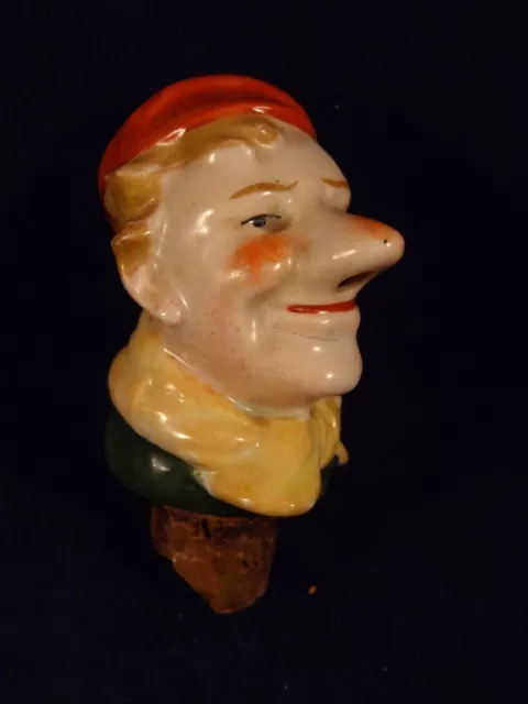 Ancien bouchon bouteille personnage tête visage porcelaine Germany numéroté