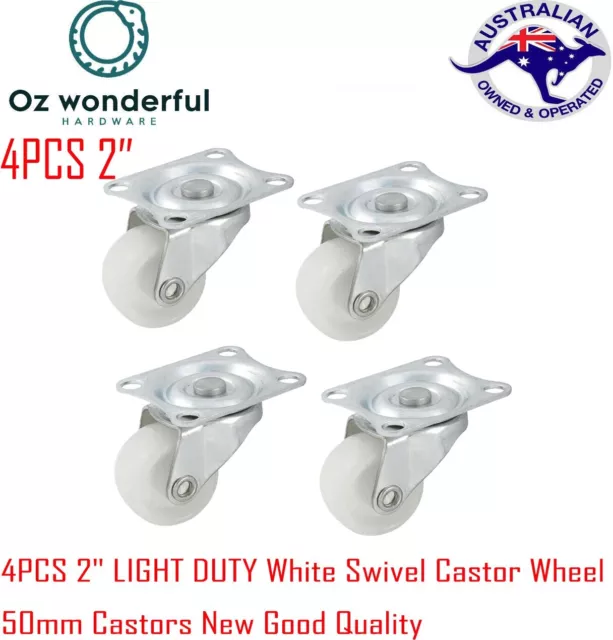 4 pcs 2" White Swivel Castor Wheel 50mm Castors New Good Quality