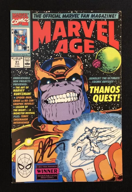 Marvel Age #91 Silver Surfer Coa Signed Jim Starlin Thanos Quest Infinity Nm-