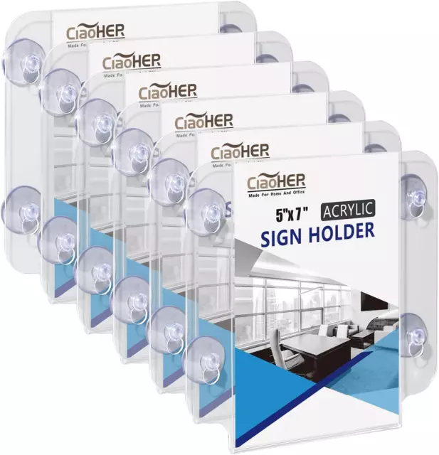 Acrylic Sign Holder 5 X 7, Clear Acrylic Frames Glass Window Wall Mount Advertis