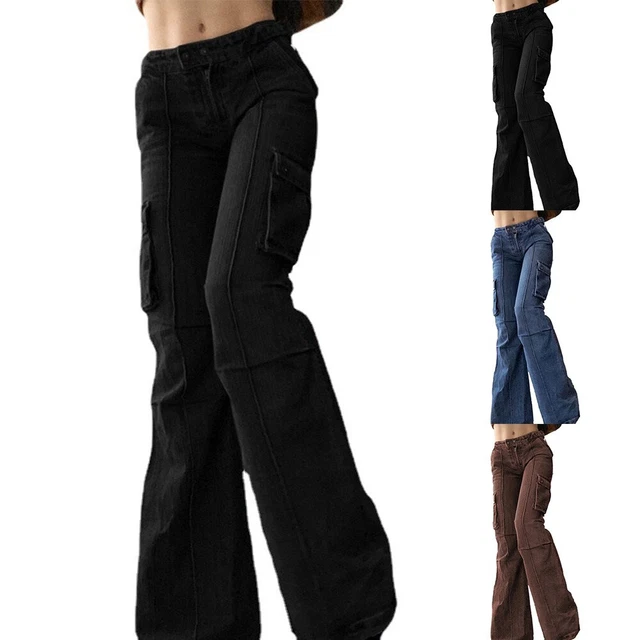 Femmes Pantalon Poche Poches Pantalon Jambe Large Vêtement Travail Marque Neuf