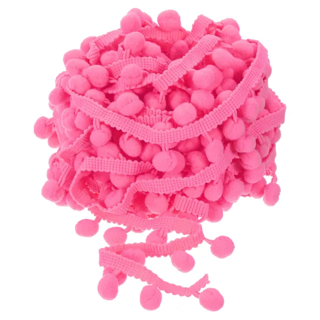 10 Yards Pom Pom Ball Fringe Trim Ribbon Sewing Trim DIY Crafts, 12mm Pink