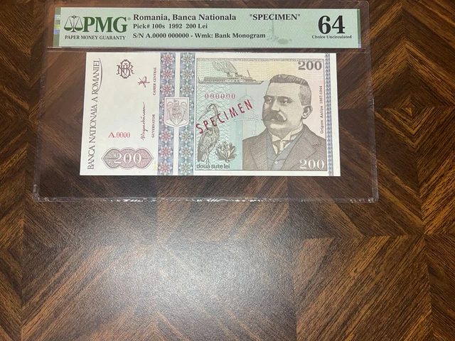 Romania, Banca Nationala 1992 200 Lei Specimen PMG 64 UNC