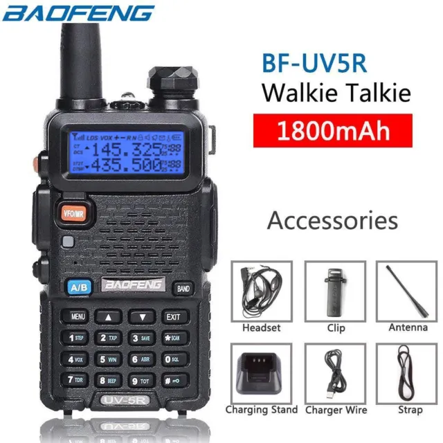 Baofeng UV-5R V/UHF Dual Band Walkie Talkie LCD Two-Way Radio with Flashlight