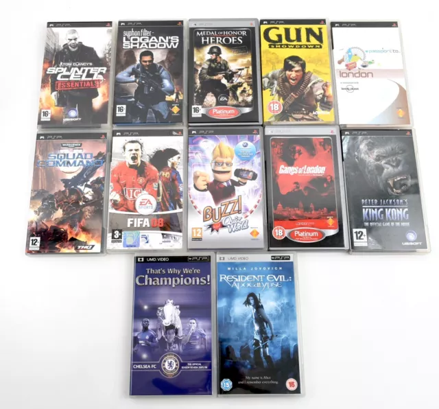 SONY PSP Job Lot/Bundle: 10 Games + 2 UMD Movies