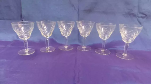 Retro Vintage Bohemia 24% Lead Crystal Sherry Glasses X 6 Czech Republic