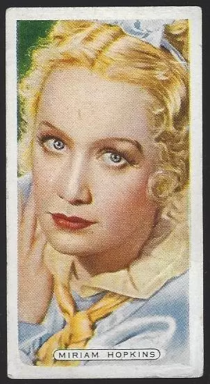 Miriam Hopkins Film Stage and Radio Stars #26 Vintage Ardath Cigarette Card