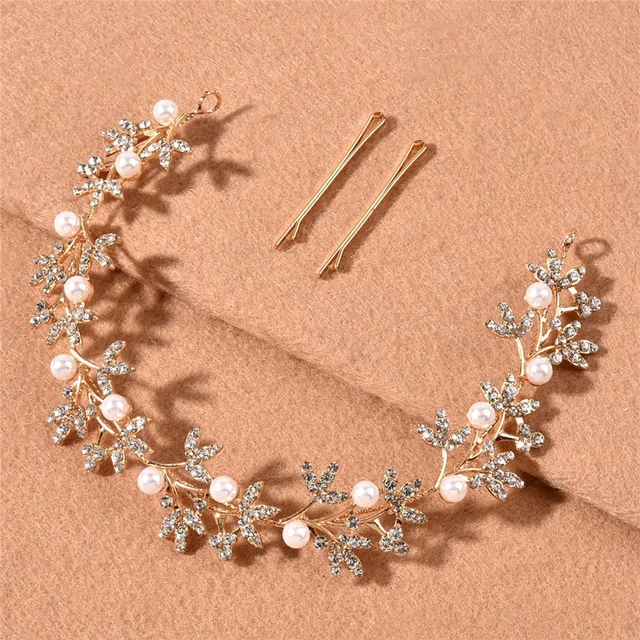 Handmade Bride Tiara Headband Women Headband Pearl Rhinestone Hair Jewelry