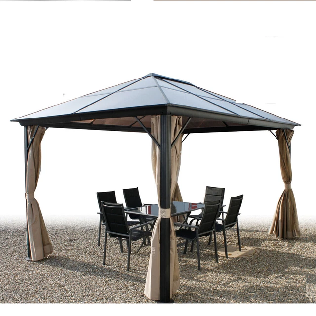 Luxus Aluminium Doppeldach Gartenpavillon Zelt inkl. Seitenteile beige 3x4m