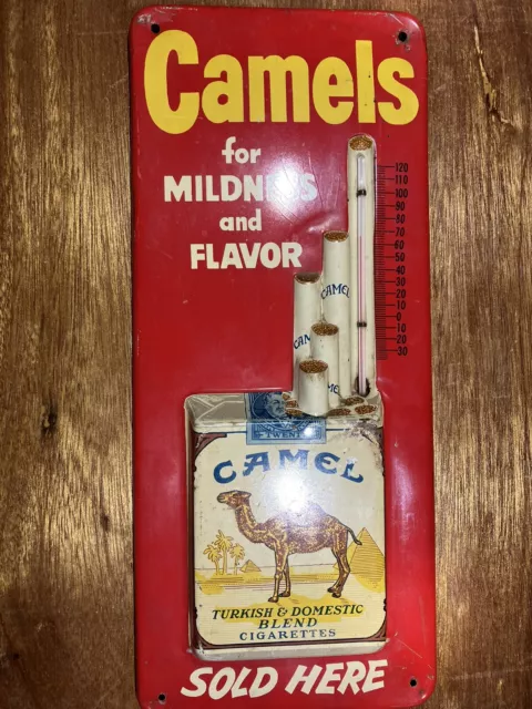 Camel Cigarette “For Mildness and Flavor” Embossed Tin Sign; Vibrant Color; Rare