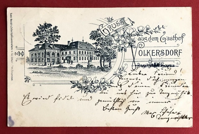 Litho AK VOLKERSDORF 1900 Gruss aus dem Gasthof  ( 74059