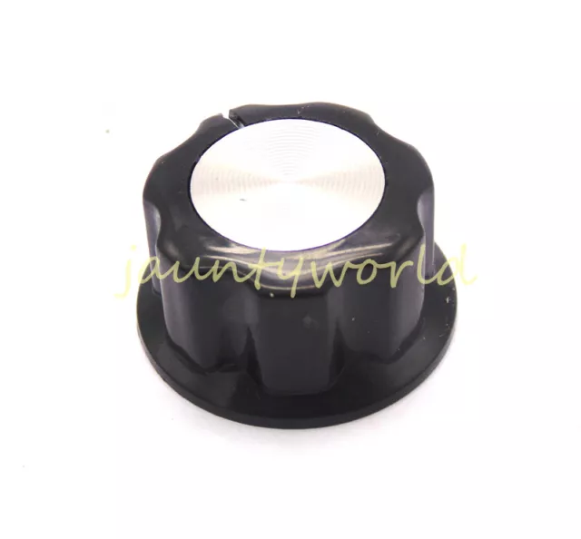 10x 16mm Top Rotary Knobs Black Silver Tone for 6mm Dia.Shaft Potentiometer