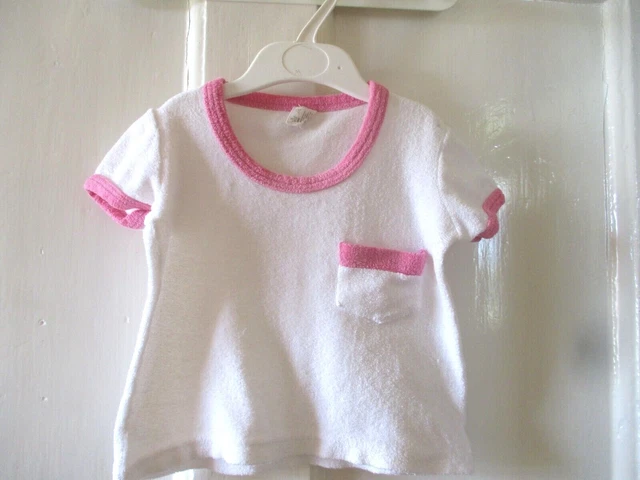 Asciugamano top retrò/vintage bambino bianco/rosa età 5-6 anni