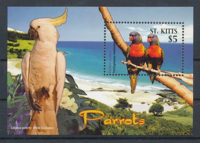 737489) St. Kitts Block 69** Vögel Papageien