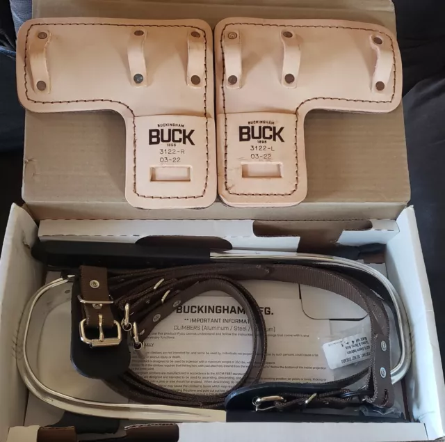 NEW BUCKALLOY CLIMBERS WITH PADS, UPPER AND LOWER STRAPS – A94059A Aluminum