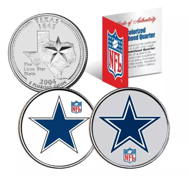 DALLAS COWBOYS *Retro & Team Logo* Colorized TX Quarters 2-Coin Set NFL LICENSED