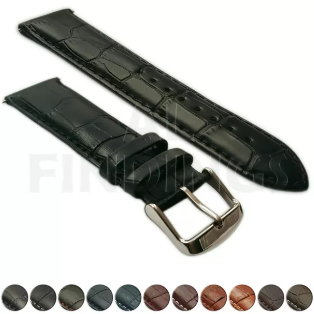 Extra Long Genuine Leather Mock Croc Watch Strap Band Mens Ladies SS Buckle XL 3