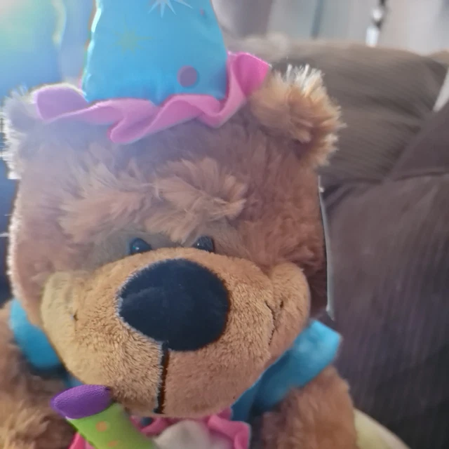 BURTON & BURTON Happy Birthday Bear. Hat Cake And Candles. All Plush 14\