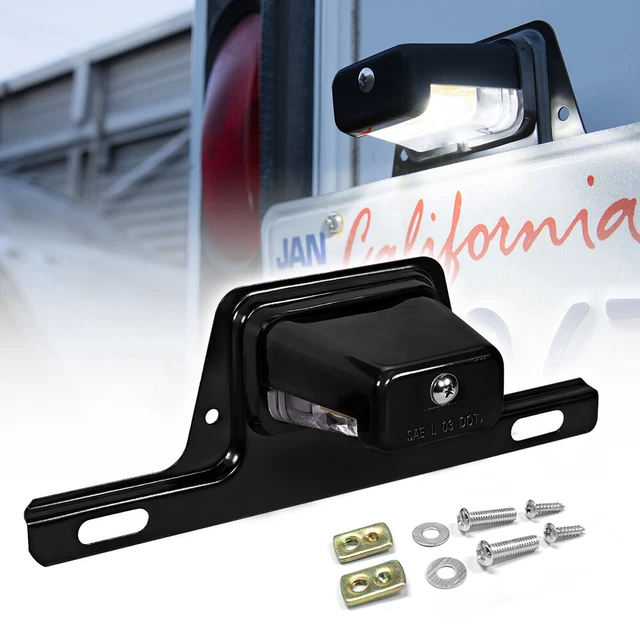 Black 12V DC Bracket-Mount DOT LED License Plate Light for Trailer UTV ATV