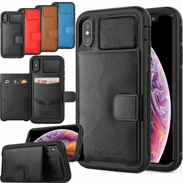 iPhone X/XS Magnetic Leather Case with Card Holder — GHOSTEK