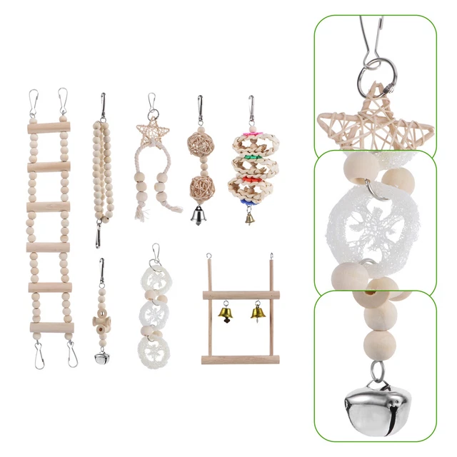 8 Pcs Papagei Spielzeug Vogel Vogelspielzeug Vogelkäfig Schaukel