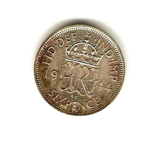1944 UK GB SILVER Coin 6 PENCE - WWII