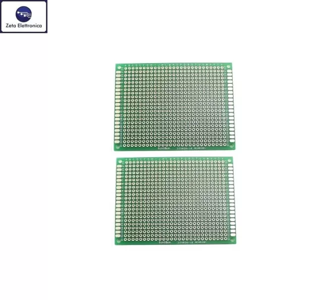 2PZ BASETTA MILLEFORI SCHEDA SPERIMENTALE PIASTRA PCB DOPPIAFACCIA VETRONITE 6x8