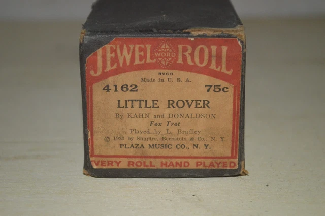 Jewel Word Piano Roll 4162 Little Rover By Kahn Donaldson Fox Trot 1923