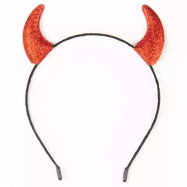 Red Devil Horns Headband - Glitter Devil Ears Headband - Devil Costume Accessory