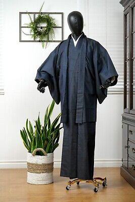 DEAR VANILLA Vintage Traditional Men Kimono/Haori Set, Japanese Silk Jacket/Robe