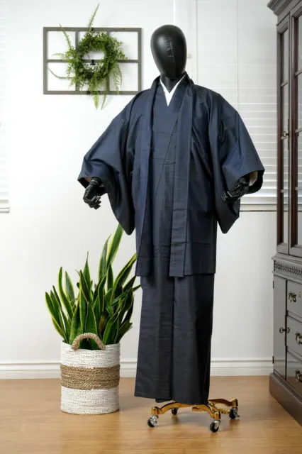 Dear Vanilla Japanese Silk Kimono/Haori Ensemble Set Men's Original Vintage Mint