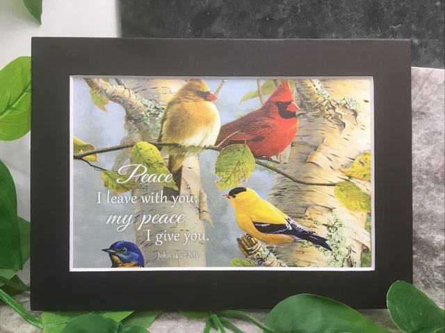 New Handmade 5x7 (Matted 4x6) Inspirational Scripture Songbirds Free Ship 563