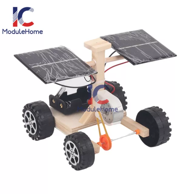 Wooden DIY Solar Remote Control Racing Car Model Student Science Project Material