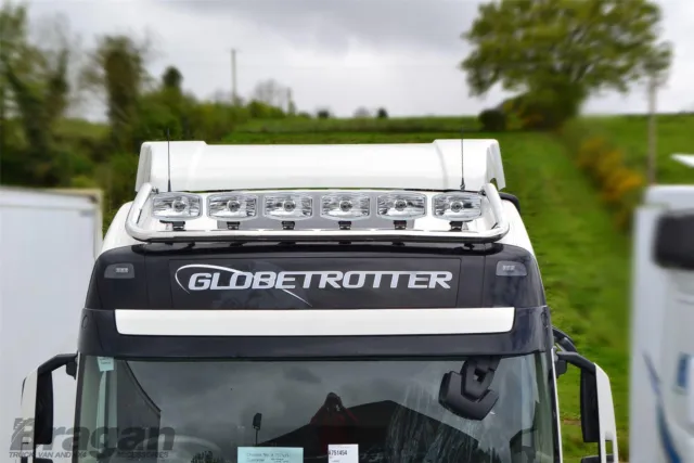 Roof Bar + Flush LEDs To Fit Volvo FM5 Globetrotter 2021+ Stainless Steel Metal