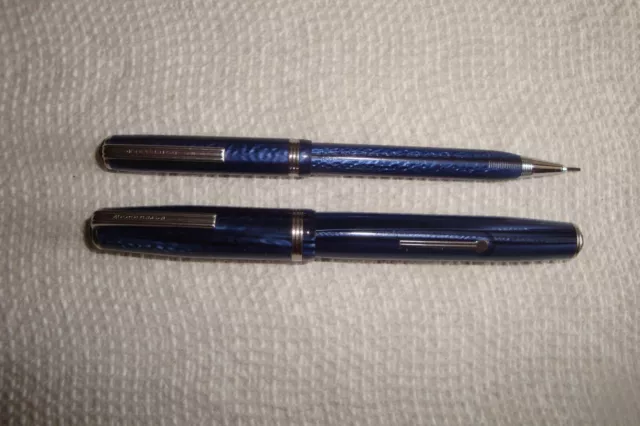 Canadian Esterbrook J Model Fountain Pen & Mechanical Pencil - Blue Marble