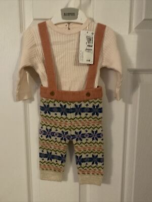 baby girl marks and spencer winter Dungaree set age 0-3 months BNWT