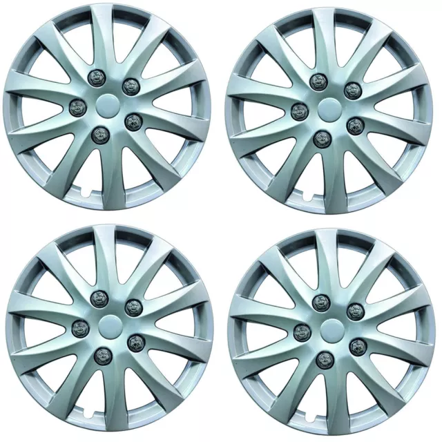 Alloy Sport Look Set 4 X 14 Inch Silver Wheel Cover Trim Hub Cap 14"