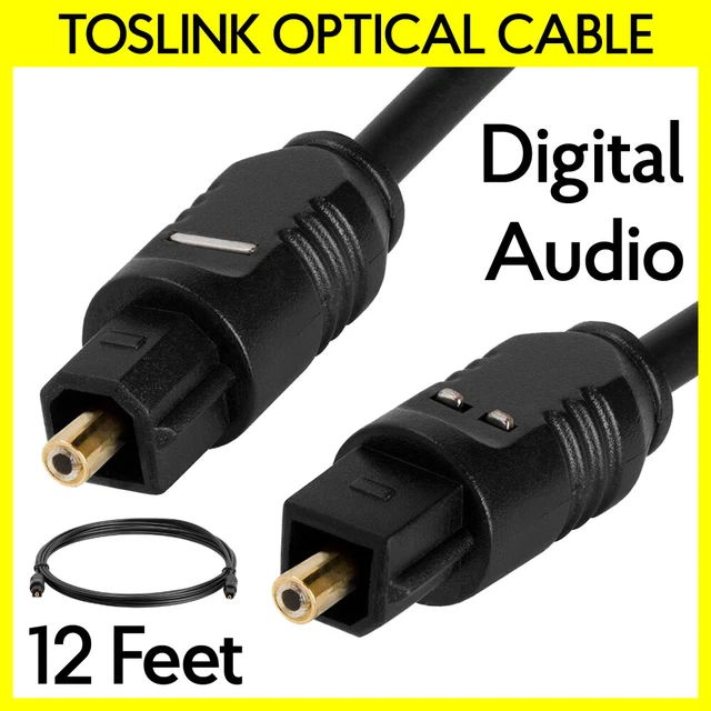 Toslink Optical Cable 12 Feet Optic Fiber Audio Cord SPDIF Male to Male Cable
